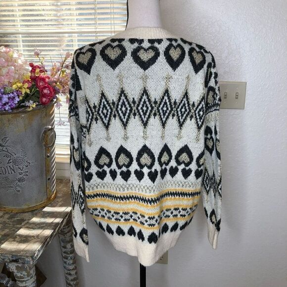 NEW ANDTHEWHY Cream, Black, and Gold Crew Neck Sweater NWT - Picture 6 of 14